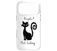 Carcasa para iPhone 17 Pro MAX Negro Gato Lindo Divertido Diciendo Que La Gente No Hoy No
