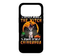 Carcasa para iPhone 17 Pro MAX Never Mind The Witch Beware of Chihuahua Dog Halloween