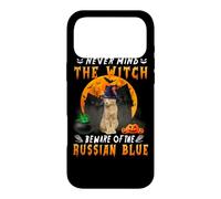 Carcasa para iPhone 17 Pro MAX Never Mind The Witch Beware of Russian Blue Cat Halloween