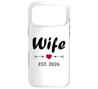 Carcasa para iPhone 17 Pro MAX Newlywed Marriage Quote Minimalist Simple Wife EST 2026