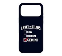 Carcasa para iPhone 17 Pro MAX Nivel de Caos Casilla de verificación Géminis Cita Divertida del Zodiaco