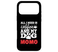 Carcasa para iPhone 17 Pro MAX Nombre del Perro Momo All In Need Is Coffee My Dog Named Momo