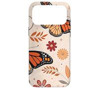 Carcasa para iPhone 17 Pro MAX Orange Monarch Butterfly Flowers Brown Fall Butterfly Floral