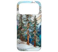 Carcasa para iPhone 17 Pro MAX Paisaje De Invierno Pinos Vidrieras Navidad Celestial