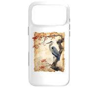 Carcasa para iPhone 17 Pro MAX Pájaro De Patas Largas Vida Silvestre Papiro Arte Japonés Garza