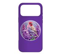Carcasa para iPhone 17 Pro MAX Pájaro Pinzón Púrpura sobre Flor Lila Púrpura