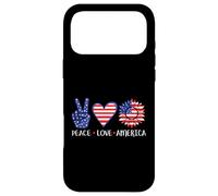 Carcasa para iPhone 17 Pro MAX Peace Love America Patriotic USA Flag Girasol 4 de Julio