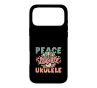 Carcasa para iPhone 17 Pro MAX Peace Love Ukelele Hippie Hawaiano Reproductor de música Retro