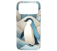 Carcasa para iPhone 17 Pro MAX Penguin Cream Blue Abstract Waves Antarctica Winter Pattern