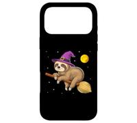 Carcasa para iPhone 17 Pro MAX Perezoso Bruja Montando Escoba Halloween Aterrador Divertido
