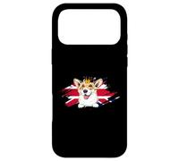 Carcasa para iPhone 17 Pro MAX Perro Corgi británico con Corona y Bandera del Reino Unido Londres Inglater