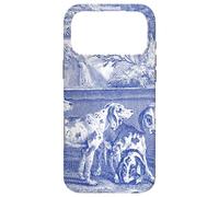 Carcasa para iPhone 17 Pro MAX Perros French Toile Hound Azules Vintage