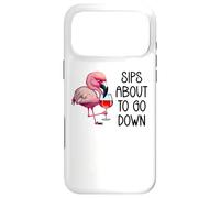 Carcasa para iPhone 17 Pro MAX Pink Flamingo Drinking Wine Tasting Sips About to Go Down