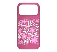 Carcasa para iPhone 17 Pro MAX Pink Floral Daisy Dragonfly Botanical Wildflower Vine Garden