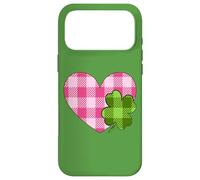Carcasa para iPhone 17 Pro MAX Pink Heart For St. Patricks Day with Buffalo Plaid Shamrock