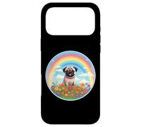 Carcasa para iPhone 17 Pro MAX Pintura Conmemorativa de Perro Pug Rainbow Bridge, Linda y Colorida