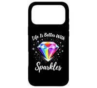 Carcasa para iPhone 17 Pro MAX Pintura de Diamantes La Vida es Mejor con Destellos