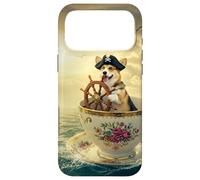 Carcasa para iPhone 17 Pro MAX Pirata Corgi navegando una Taza de té Gigante a través de los océanos