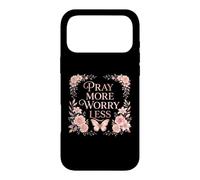 Carcasa para iPhone 17 Pro MAX Pray More Worry Less Butterfly Floral Christian Faith