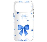 Carcasa para iPhone 17 Pro MAX Preppy Blue Bow Cute Aesthetic Coquette Bows Ribbon Hearts