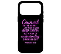 Carcasa para iPhone 17 Pro MAX Proverbios 20:5 Versículo bíblico de Agua Profunda Consejo en el corazón