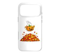 Carcasa para iPhone 17 Pro MAX Pumpkin Dive in Fall Leaves Funny Autumn Halloween Humor