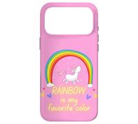 Carcasa para iPhone 17 Pro MAX Rainbow es mi Color Favorito, Unicornio Bailando en Rosa