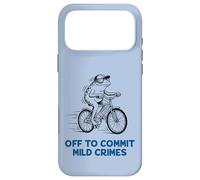 Carcasa para iPhone 17 Pro MAX Rana Divertida Montando Bicicleta para Cometer Delitos leves Meme