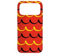 Carcasa para iPhone 17 Pro MAX Red Mustard Yellow Black Wave-Like Curl Curved Folk Pattern