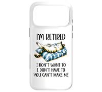 Carcasa para iPhone 17 Pro MAX Retirement Cat Coffee Not My Problem Im Retired Dont Have To