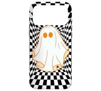 Carcasa para iPhone 17 Pro MAX Retro Groovy Checkered Checkerboard Wavy Ghost Halloween
