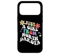 Carcasa para iPhone 17 Pro MAX Retro Groovy Just A Girl from North Dakota Día de la Madre 2023
