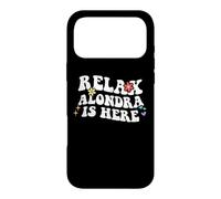 Carcasa para iPhone 17 Pro MAX Retro Groovy Relax Alondra Is Here Funny Nombre del Día de la Madre