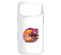 Carcasa para iPhone 17 Pro MAX Retro Rhino Sunset Tropical Beach Ilustración