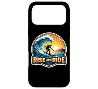 Carcasa para iPhone 17 Pro MAX Rise and Ride Surfer Mañana Surfing Tabla de Surf Cita Vintage