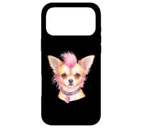 Carcasa para iPhone 17 Pro MAX Rosa Mohawk Punk Rock Músico Chihuahua Corazón Mascota Perro Amor