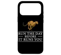 Carcasa para iPhone 17 Pro MAX Run The Day Cheetah Motivacional Afirmación Hustle Mentalidad