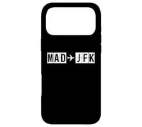Carcasa para iPhone 17 Pro MAX Ruta de Vuelo Mad JFK Códigos Aéreos de Madrid a Nueva York