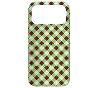 Carcasa para iPhone 17 Pro MAX Sage Green and Brown Gingham Pattern Trendy Classic Plaid
