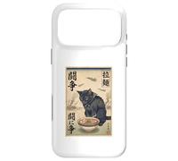 Carcasa para iPhone 17 Pro MAX Samurai Gato Negro Comiendo Ramen Escena de Guerra Arte Edo Hombres Mujeres