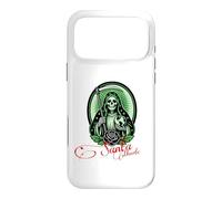 Carcasa para iPhone 17 Pro MAX Santa Muerte Green Justice Scythe Globe Folk Saint Rose