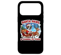 Carcasa para iPhone 17 Pro MAX Santa Paws está llegando a la Ciudad Navidad San Bernardo Dog Fun