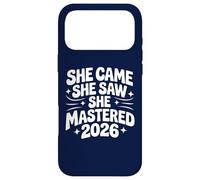 Carcasa para iPhone 17 Pro MAX She Came She Saw She Mastered 2026 Vintage Graduación Mujeres