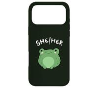 Carcasa para iPhone 17 Pro MAX She Her Pronouns Frog Cute LGBT Queer Aesthetic