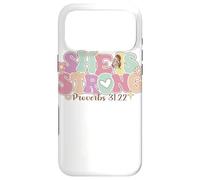 Carcasa para iPhone 17 Pro MAX She Is Strong Proverbs 31:22 Gráfico Floral