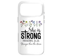 Carcasa para iPhone 17 Pro MAX She is Strong Proverbs 31 25 She Is Stronger Than The Storm