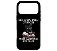 Carcasa para iPhone 17 Pro MAX She is Too Fond of Books Funny Cat Book Coffee Books Lover