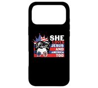 Carcasa para iPhone 17 Pro MAX She Loves Jesus and America Too 4th of July Patriotic
