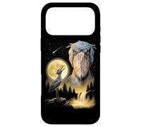 Carcasa para iPhone 17 Pro MAX Shoebill Stork Aullando a la Luna, extraño Meme Divertido pájaro de los 90