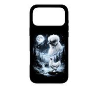 Carcasa para iPhone 17 Pro MAX Silkie Chicken Aullando en Moon 90's Retro